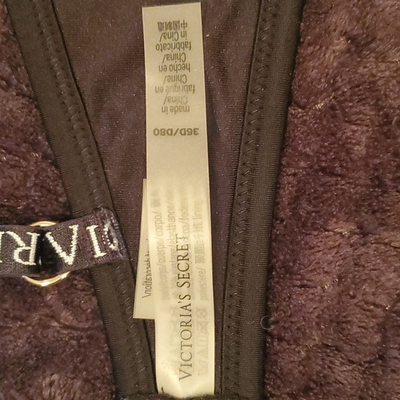 Victoria's Secret Bikini Top Black with Logo Straps Size 36D - Picture 4 of 5